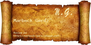 Marbeck Gerő névjegykártya